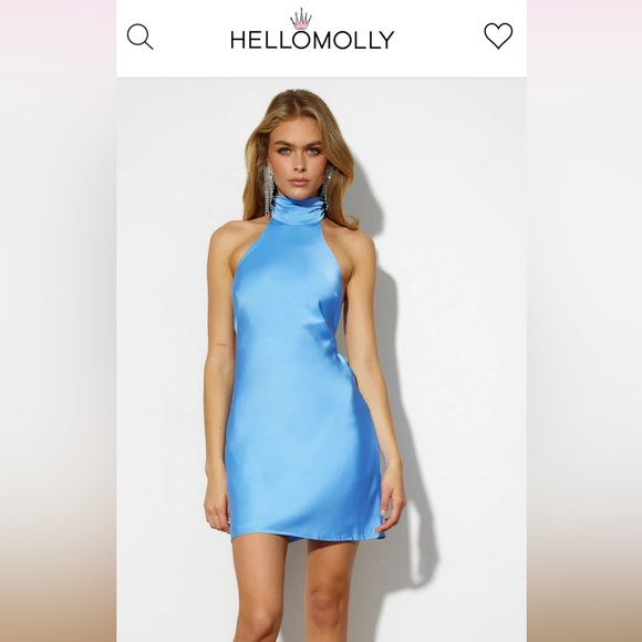 HELLOMOLLY Satin Mini Dress Blue XS - Picture 1 of 5